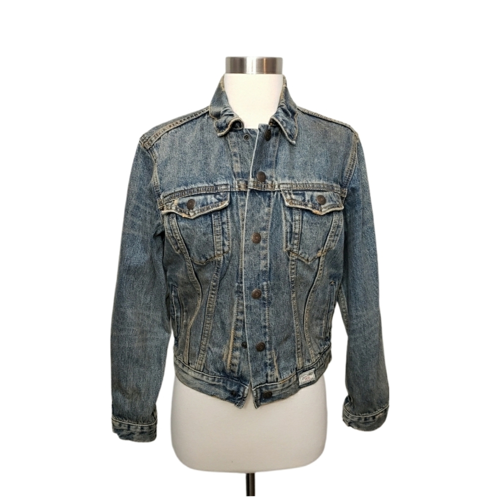 Abercrombie Kids Medium Distressed and Grungy Denim Jean Jacket